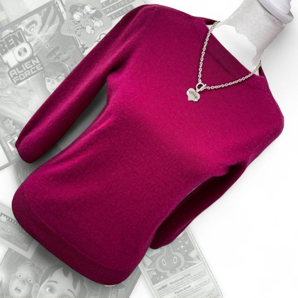 Y2K Pink Talbots Pure Cashmere Preppy Petite Fit Long Sleeve Pullover Sweater